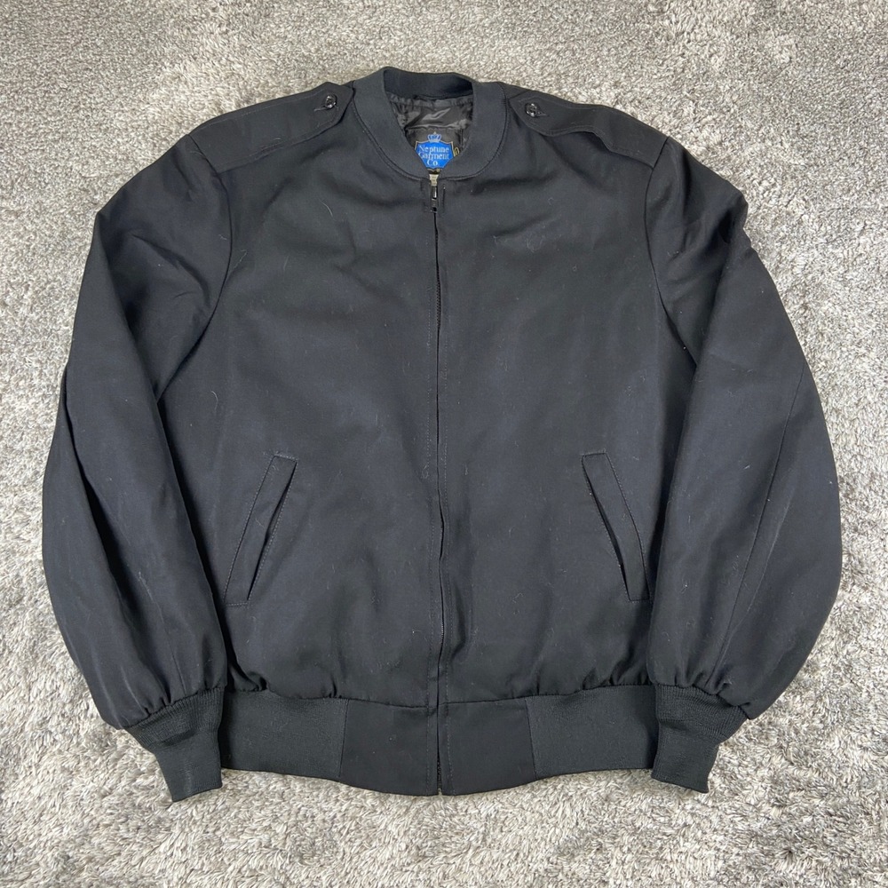 Neptune Garment Co Bomber Jacket Mens‎ 44 Black Officer Wool Thinsulate Military